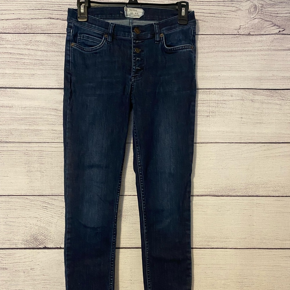 Free People Dark Wash High Waisted Jeans